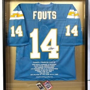 Authentic Vintage San Diego Chargers Fouts Autographed Football Jersey in Frame
